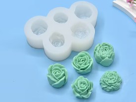 Molde silicona 5 flores surtidas 3D